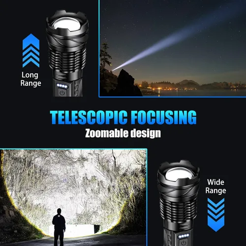 Vista 4 de 2 paquetes de linternas para el hogar, caminata nocturna, campamento, emergencia 7 Light Modes, Zoomable, High Lumens Super Bright