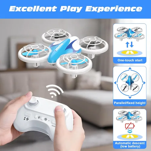 Vista 4 de BlueFire Mini Drone para niños, Drone RC con luces LED y giro de 360° Altitude Hold Drone with One-Key Takeoff/Landing, 2 Speed Modes & Propeller