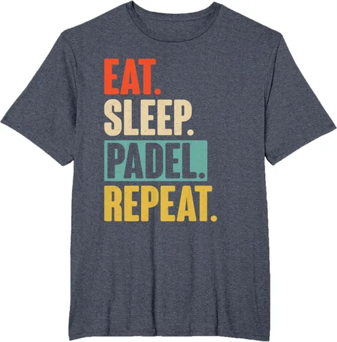 Vista 70 de Eat Sleep Padel Repeat - Camiseta de pádel retro vintage, Negro