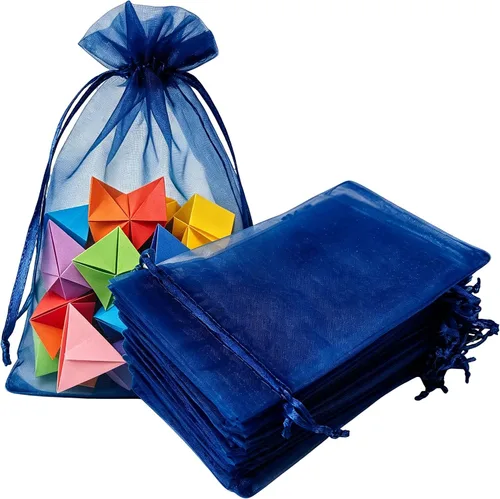 Vista 30 de Paquetes de 50 bolsas de regalo de organza de 4 x 6 pulgadas con cordón negro transparente, decoraciones de embalaje de tela transparente