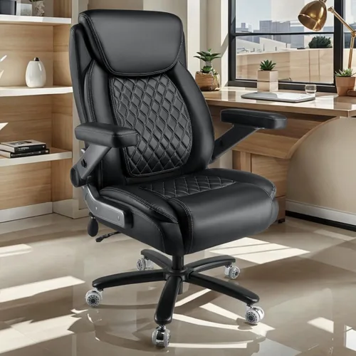 Vista 2 de 600LBS Large Heavy Duty Office Chair with 5D Flip Arms,Comfy Big and Tall Executive Office Desk Chair with Pocket Spring Cushion,High Back Computer