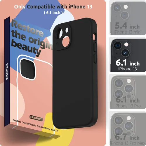 Vista 2 de SURPHY Funda compatible con iPhone 13 con protector de pantalla, (protección de cámara y forro de microfibra suave), funda de teléfono de silicona