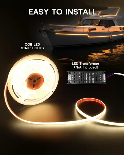 Vista 7 de Tiras de Luces LED COB Luz Azul, 12V 32.8 pies IP67 Impermeable Alto CRI 95Ra+ Súper Brillante, Luces Flexibles para Barco para Pesca Nocturna