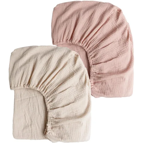 Vista 12 de Konssy Sábanas de Muselina para Cuna para Niña y Niño, 2 Piezas de Sábanas de Bebé de Algodón Suave y Transpirable para Colchón de Cuna Estándar