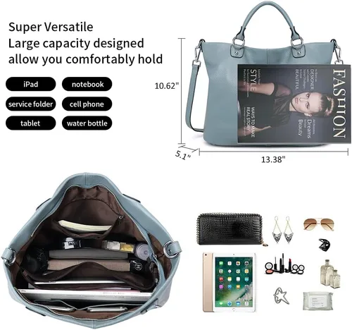 Vista 4 de Bolso Kattee, para mujer, de cuero suave, 3 formas de llevarlo, mochila, bolso y bolsa de mano