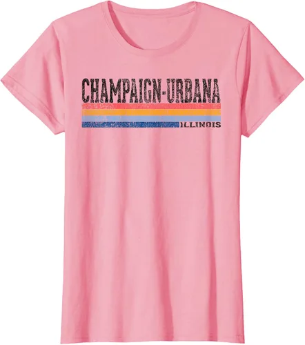 Vista 15 de clásico 1980s estilo champaign-urbana Illinois T Shirt, hombre 2XL, Blanco