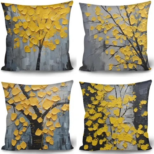 Vista 13 de GLUDEAR Juego de 4 fundas de almohada decorativas de 18 x 18 pulgadas, fundas modernas para dormitorio, sofá, sala de estar, decoración del hogar