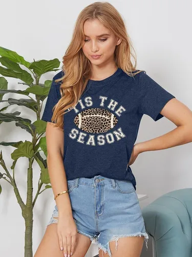 Vista 4 de Camisetas de fútbol para mujer para el día del partido, camiseta gráfica de fútbol domingo, camiseta de fondo