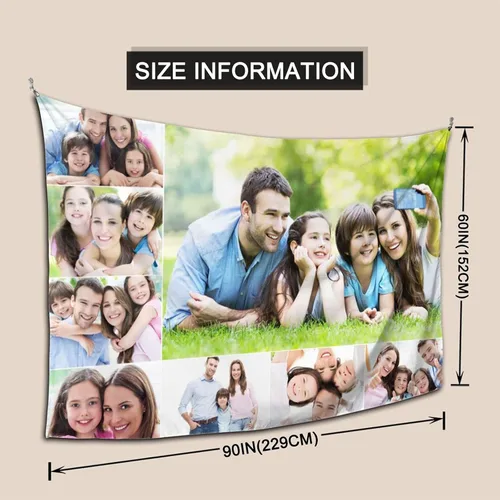 Vista 6 de Nsipan Tapiz personalizado para subir imágenes, texto fotográfico, decoración de pared, colección de collage de dormitorio, decoración