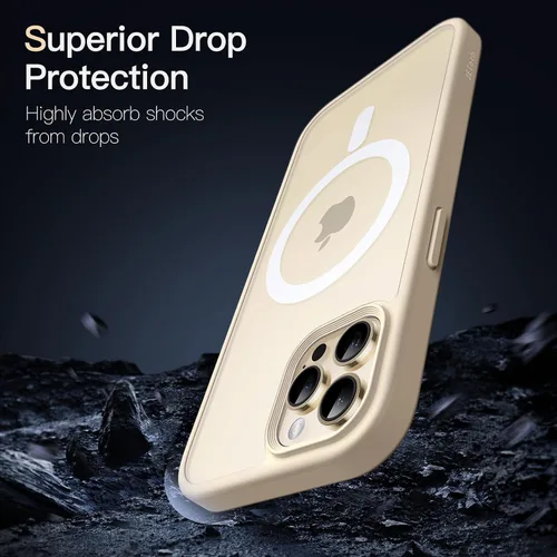 Vista 5 de JETech - Funda magnética mate para iPhone 12/12 Pro, color beige Compatible con MagSafe, parte trasera mate translúcida, protección delgada a