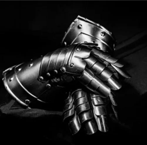 Vista 2 de Medieval Brass Gauntlets Medieval Templar Steel Functional Gauntlets for Combat