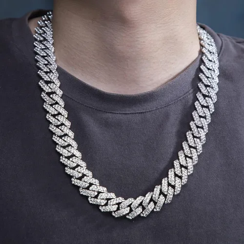 Vista 3 de nkjegol Cuban Chain Necklaces SilverGold Cuban Link Chains Mens Iced Out Miami Bling Diamond Hip Hop Jewelry for Women
