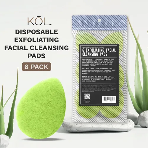 Vista 2 de KOL Cepillo facial, almohadillas de limpieza facial exfoliantes con infusión de aloe, esponja facial exfoliante desechable para limpieza diaria