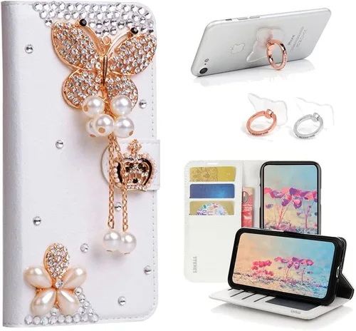 Vista 7 de Bling - Funda de piel con soporte para anillos, diseño 3D hecho a mano, 2 unidades, SBLDwRSSeries-14