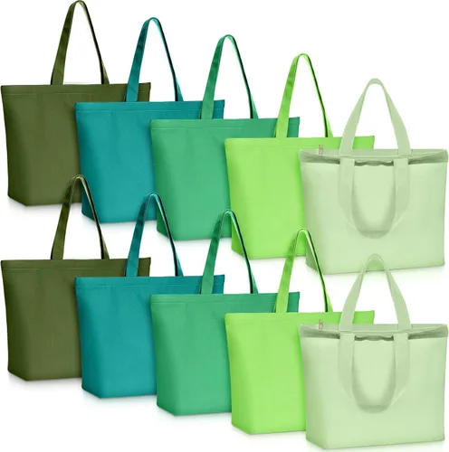 Vista 10 de Epakh Paquete de 4 bolsas de lona, 16.5 x 3.9 x 13.4 pulgadas, beige 16.5 X 3.9 X 13.4 Inch, Blank Canvas Cotton Bags Bulk with Zipper, Large