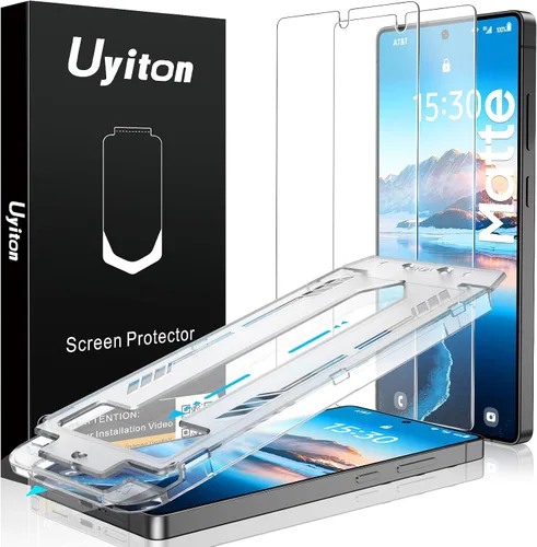 Vista 23 de Uyiton UnBreak-Glass - Protector de pantalla para Samsung Galaxy S22, soporte ultrasónico de huellas dactilares, marco de alineación automática