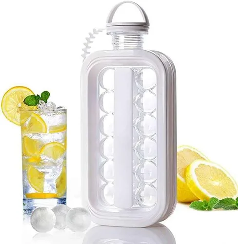 Vista 4 de Uncork & Uncap Bandeja para cubitos de hielo y botella de agua 2 en 1 Ball Maker (blanco)