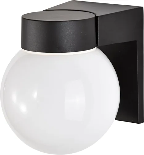 Vista 4 de Nuvo Luminaria SF77/141 Utilidad para Exteriores, Aplique de Aluminio Fundido Duradero para Montaje en Pared, Luz de Porche y Patio con Globo
