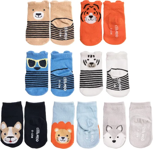 Vista 4 de Little Me Paquete de 8 calcetines para bebé temática de animales de 0 a 12 meses Multi