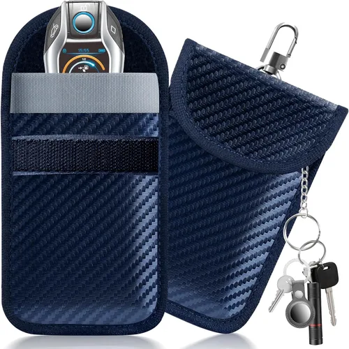 Vista 17 de lanpard Bolsa Faraday para Llaves de Coche, Bolsa Faraday, Soporte de Bloqueo de Señal RFID para Coche, Protector de Llavero, Jaula de Llavero Negro