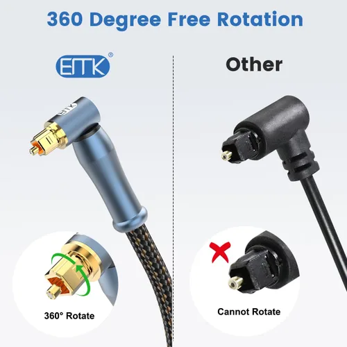 Vista 4 de EMK Optical Cable Rectangular Toslink Cable Fibre Optic Cable (5 Metres)