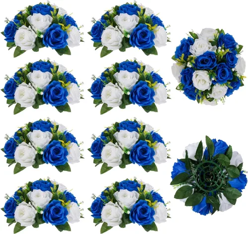 Vista 24 de BLOSMON Bolas de Flores para Bodas, Centros de Mesa de Rosas, 2 Piezas, Flores Artificiales Negras, Bolas Florales Colgantes, Decoración de Arreglos