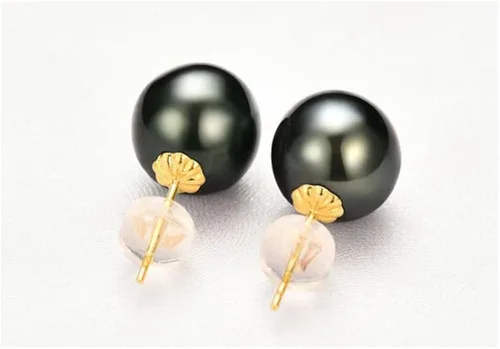 Vista 3 de Black Pearl Stud Earrings 14K Gold Filled Genuine Cultured Pearl Jewelry Gifts