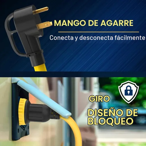 Vista 5 de Cable adaptador de enchufe RV de 30 amperios, NEMA TT-30P macho a L5-30R hembra conector de bloqueo giratorio, adaptador de corriente resistente