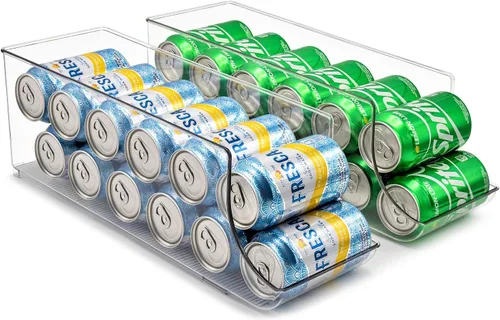 Vista 9 de Sorbus Paquete de 2 organizadores de botellas de agua y latas, soporte para bebidas para refrigerador, despensa, almacenamiento y organización