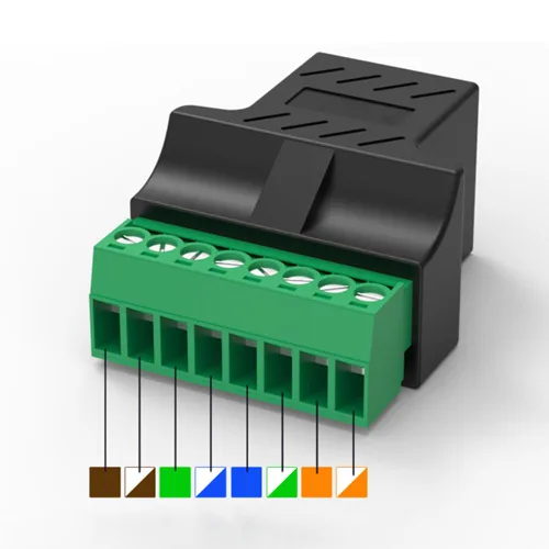 Vista 5 de Adaptador de bloque de terminales de tornillo RJ45 hembra a 8 pines para Cat7 Cat6 Cat5 Extensor Ethernet CCTV UTP Digital DVR Internet, RJ45 8P8C