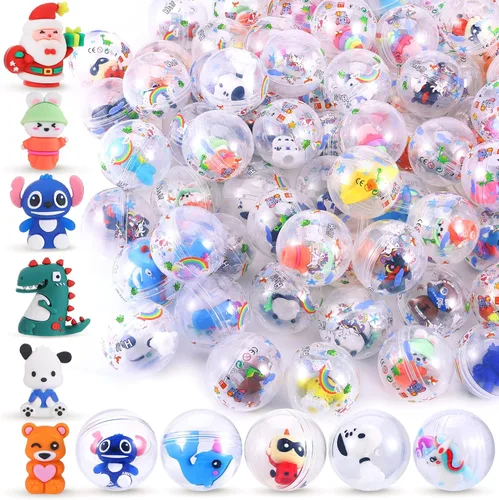 Vista 8 de 100 paquetes de cápsulas para máquina expendedora de bolas de goma con lindos juguetes de dibujos animados en miniatura, cápsulas pequeñas rellenas