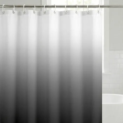 Vista 11 de Americanflat 71x74 Cortina de Ducha Sólida Negra - Cortina de Ducha Larga Resistente al Agua con Ojales de Metal Duraderos y 12 Ganchos - 100%