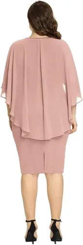 Vista 6 de Hanna Nikole Vestidos de lentejuelas para mujer, de gasa, con volantes, manga de capa, para fiesta, club, cóctel
