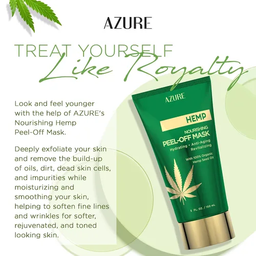 Vista 3 de Azure Cosmetics Mascarilla facial nutritiva de cáñamo, antienvejecimiento e hidratante, elimina puntos negros, suciedad y aceites, con aceite