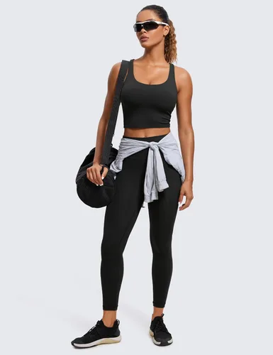 Vista 3 de CRZ YOGA Butterluxe - Brasier deportivo con tirantes delgados para mujer, con relleno, entrecruzado, para yoga, entrenamiento, camiseta corta sin