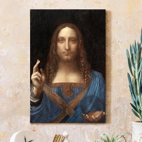 Vista 38 de Anunciación de Leonardo da Vinci Reproducciones de arte clásico, impresiones en lienzo giclée para decoración del hogar, 16 x 30 pulgadas