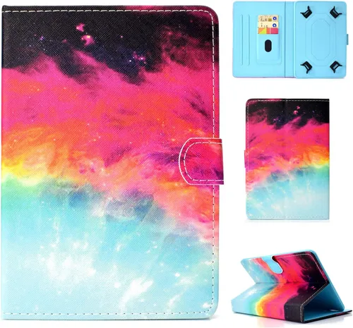Vista 28 de Funda universal para tablet de 7 pulgadas, piel sintética [ranuras para tarjetas], cubierta magnética, para Samsung Galaxy Tab E/Tab A 7.0, Fire 7