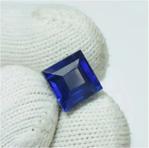 Vista 2 de Piedras preciosas naturales de zafiro azul, cristales curativos de zafiro, piedra energética cuadrada, fabricación de joyas, cristales azules