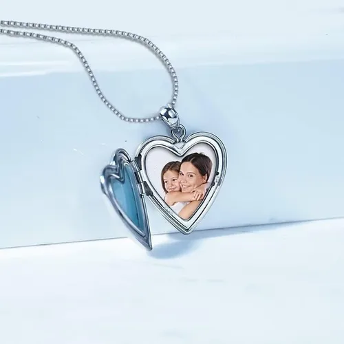 Vista 6 de PicturesOnGold Personalized Always in My Heart Silver Or Gold Heart Locket Pendant Necklace