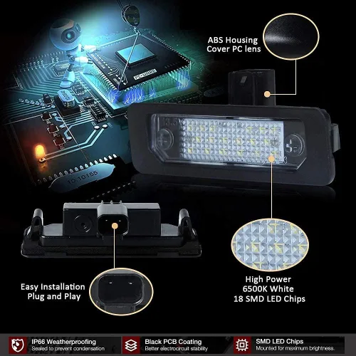 Vista 4 de D-Lumina Conjunto de lámpara LED para placa de matrícula compatible con Ford Flex Taurus Mercury Sable, incluye luces de charco de espejo lateral