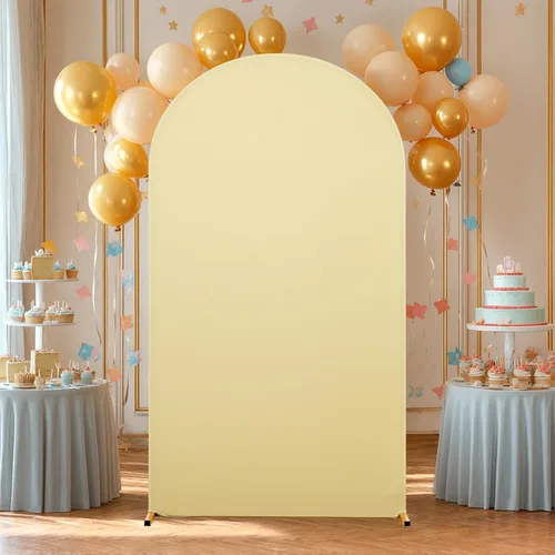 Vista 112 de Baby Blue Arch Backdrop Cover, 6FT Spandex Fitted Wedding Arch Stand Covers Round Top Chiara Backdrop Cover for Birthday Party Ceremony Banquet Azul