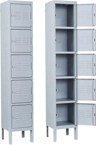 Vista 14 de Armario de metal con 15 puertas, armario de almacenamiento de metal con ganchos, armario de almacenamiento de 72 pulgadas para empleados, hogar
