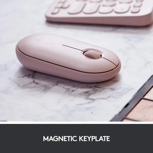Vista 8 de Logitech Pebble M350 - Mouse inalámbrico con Bluetooth o USB, silencioso y delgado con clic silencioso para iPad, laptop, laptop, PC y Mac, rosa