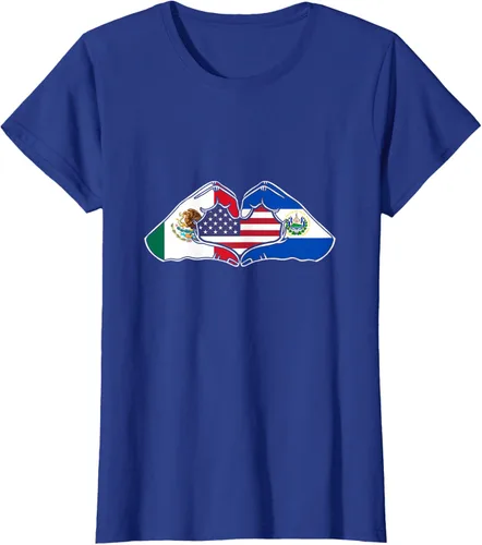 Vista 56 de Corazón manos México, El Salvador y Estados Unidos. Camiseta, Negro