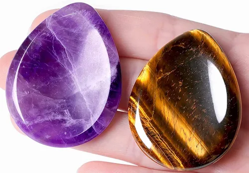 Vista 20 de QINJIEJIE Piedra de preocupación para el pulgar para la ansiedad, cristales de chakras, piedras curativas para la preocupación de los chakras