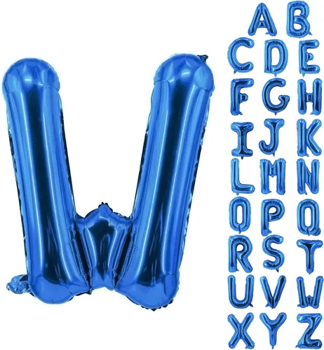 Vista 64 de Globos de letras azules de 40 pulgadas, globo grande del alfabeto de aluminio de Mylar para decoración de cumpleaños, boda, aniversario, graduación