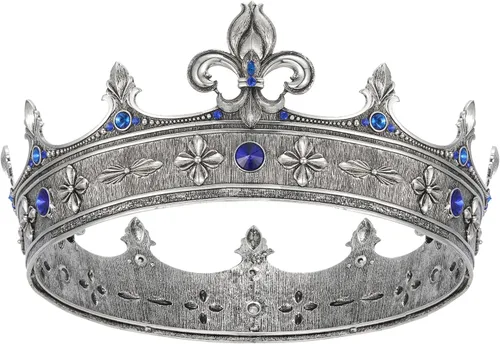 Vista 9 de SWEETV King Crown, Medieval Crown for Men, Men's Headband Prince Estilo 2: oro+verde
