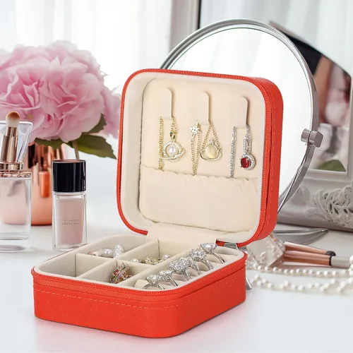 Vista 3 de LETURE Joyero pequeño organizador de 3 piezas para viajes, mini organizador portátil de joyería de viaje, caja de almacenamiento para anillos