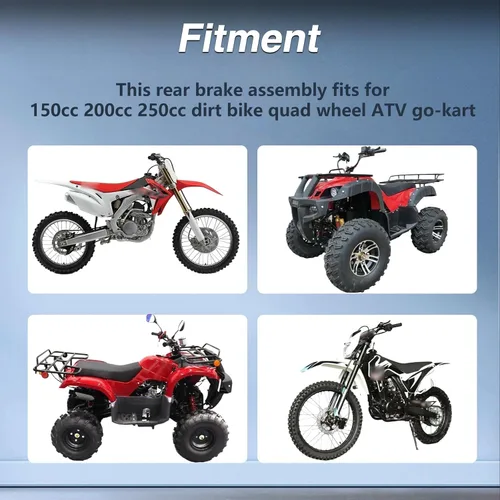 Vista 3 de Sistema de Calibrador de Freno de Disco Hidráulico Trasero Juego de Pastillas de Rotor Compatible con Moto de Cross, Quad, ATV, Go-kart de 150cc