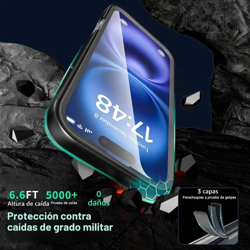 Vista 5 de SOKUSIN Funda Impermeable para iPhone 14 Pro Max - Funda Protectora de Cuerpo Completo con Protector de Pantalla y Cámara Incorporado, Resistente a